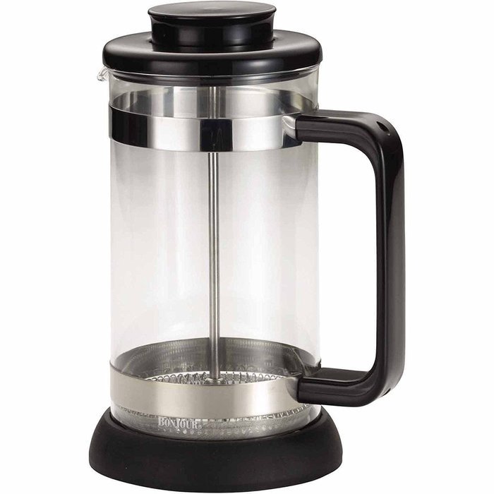 Coffee Borosilicate Glass French Press with Coaster & Scoop, 33.8-Ounce, Riviera, Black by BonJour N3