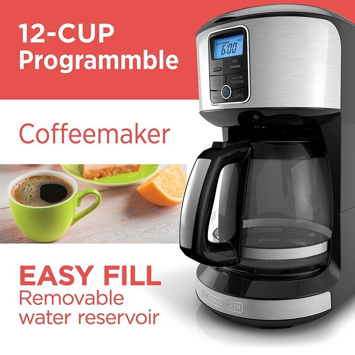 BLACK+DECKER CM4100S 12 Cup Automatic Programmable Coffeemaker with Removable Water Reservoir, Stainless Steel... N4