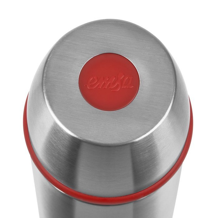Emsa Thermos Flask "Captain" 11.83 fl. oz. of Stainless Steel, Silver/Red N2