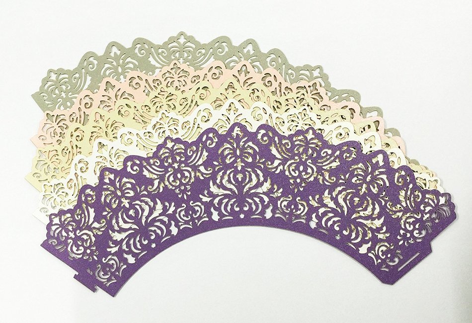 HUAL Cupcake Wrappers 50 Filigree Artistic Bake Cake Paper Cups Lace Laser Cut Liner Baking Cup Muffin Case Trays... N38