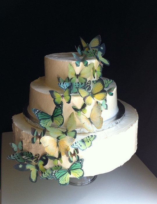 Edible Butterflies &copy; - Assorted Green Set of 15 - Cake and Cupcake Toppers, Decoration