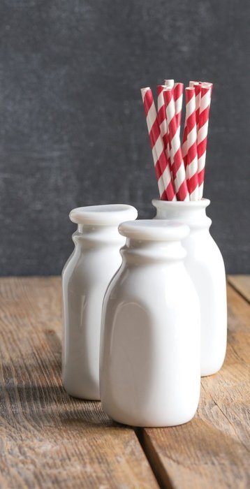 Now Designs Ceramic Milk Bottle, Small, White N4