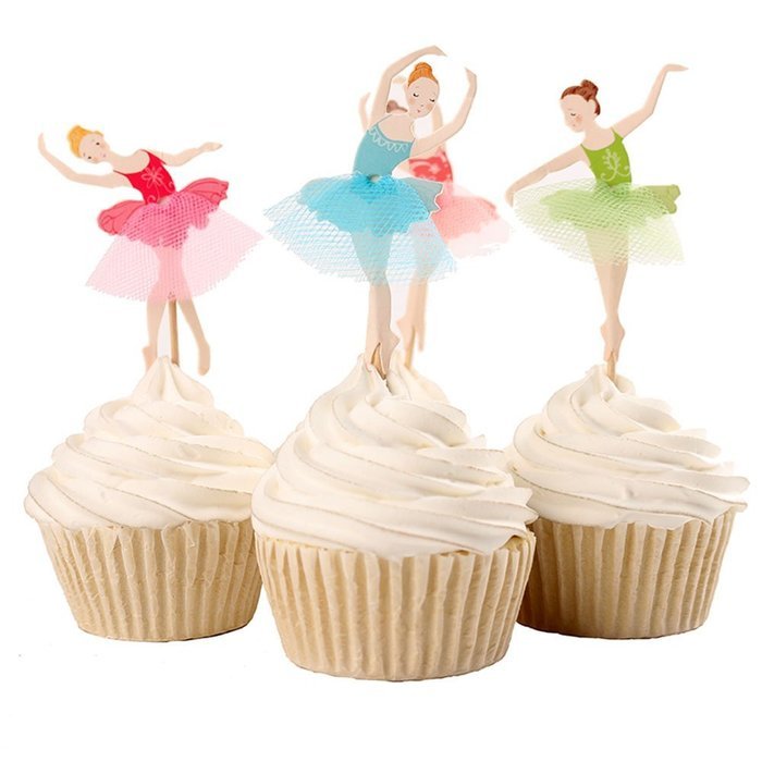 BETOP&reg; Set of 24 Pieces Cute Ballet Dancer Girls Fairy Peri Dessert Muffin Cupcake Toppers for Picnic Wedding... N12