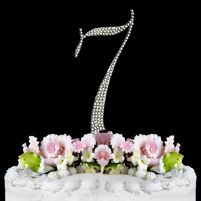 Rhinestone Cake Topper Number 7