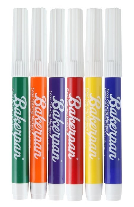 Bakerpan Food Coloring Markers, Standard Tip, Multi Colors, Set of 6