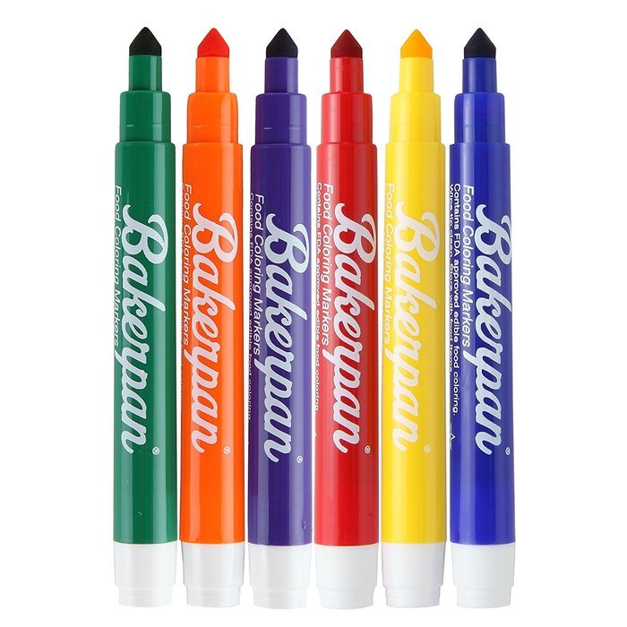 Bakerpan Food Coloring Markers, Standard Tip, Multi Colors, Set of 6 N2