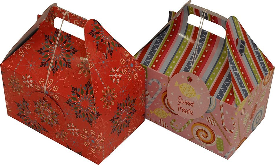 Cookie gift boxes / munchkin boxes kit, foldable with gift tags, assorted sizes and designs, 12 boxes (Christmas 2) N5
