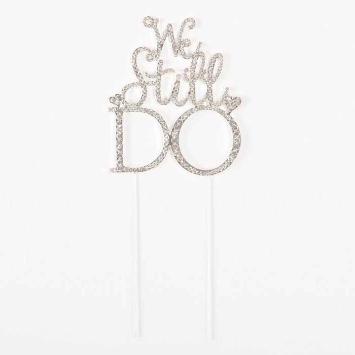 We Still Do Cake Topper, Gold Anniversary or Vow Renewal Rhinestone Decoration (Gold) N6