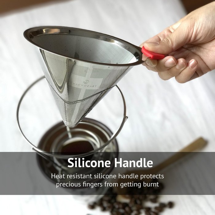 Pour Over Coffee Filter - Makes Richer Flavored Coffee - Reusable Cone Dripper Works with Chemex, Hario V60 and... N4