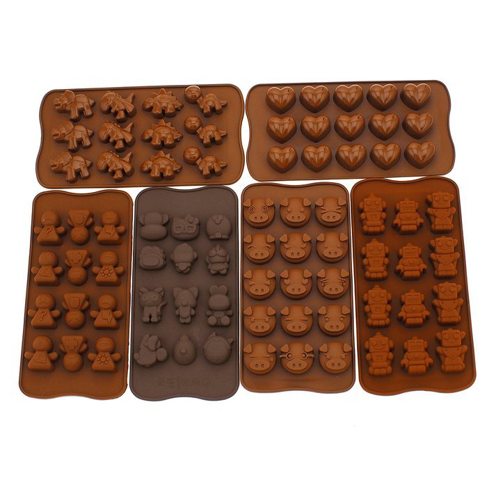 Zicome Nonstick Silicone Candy Chocolate Making Mold Ice Cube Tray Set of 6 N4
