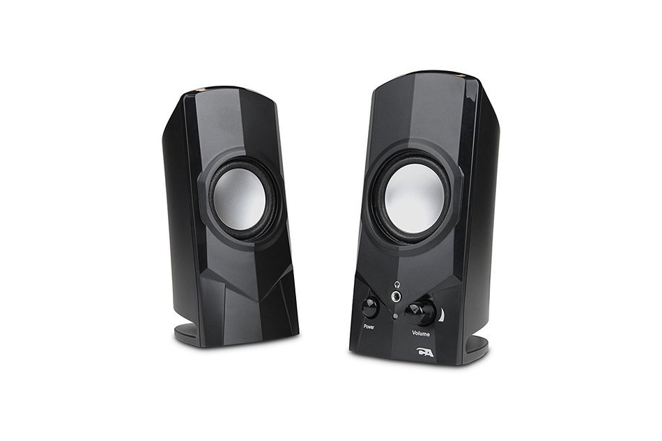 Cyber Acoustics Surround 2-Piece Powered Speaker System Bookshelf Home Speaker, Set of 2, Black (CA-21) N2
