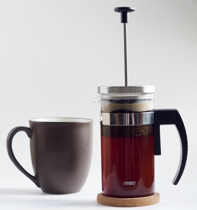 Brillante BR-CP1-350 Stainless Steel European Glass Small French Press Coffee Maker and Tea Press - 350 ml / 12 Oz N4