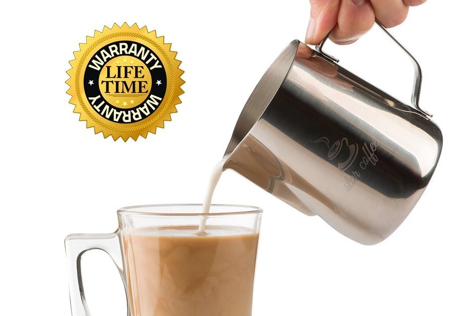 Star Coffee 12, 20 or 32oz Premium Stainless Steel Frothing Pitcher with Measurement Scales on Both Sides for... N21
