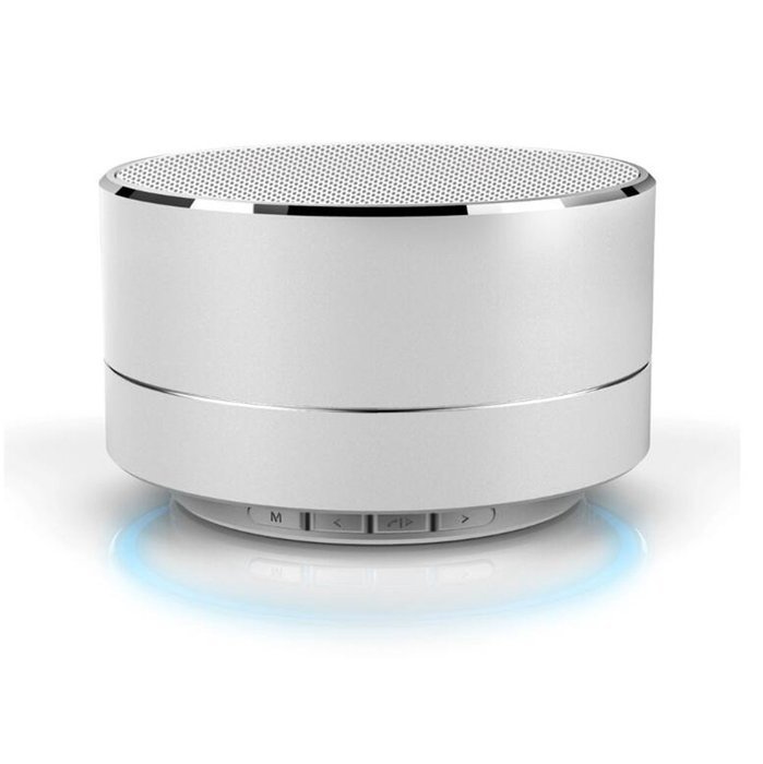 Generic Aluminum Wireless Bluetooth Speaker Calls Handsfree TF Card Music Bass Subwoofer Stereo Speaker Silver N3