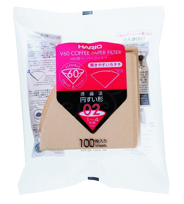 Hario VCF-02-100M-J 100 Count Misarashi Paper Filter for 02 Dripper with TAB N2