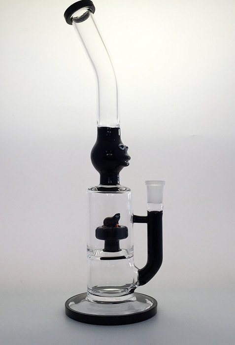 12'' Height Glass Frog Figure Barrel Water Cyclone Perc Pipe (Blue) N2