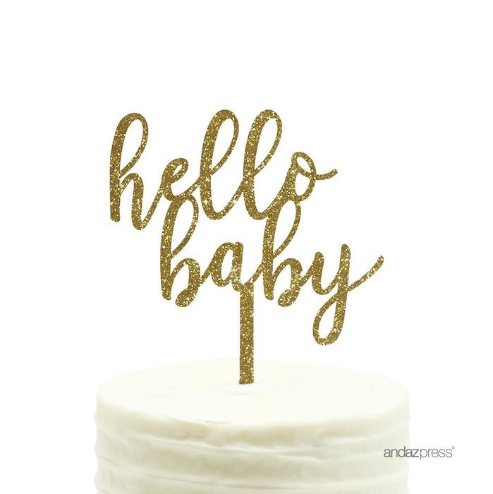 Andaz Press Baby Shower Acrylic Cake Toppers, Gold Glitter, Oh Baby, 1-Pack, Nautical Ocean Themed Party Decor... N79