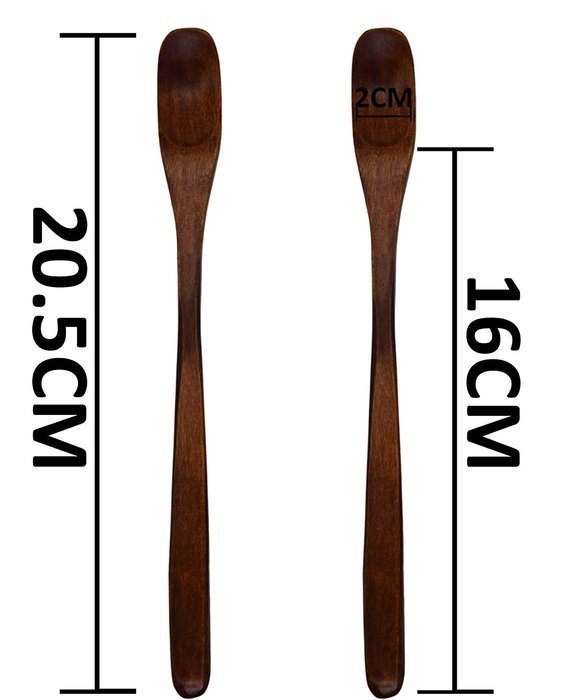 8-1/3 Inch High-grade Long Handle Nanmu Wooden Tea Coffee Mixing Measuring Spoon, Set of 2 (4) N14