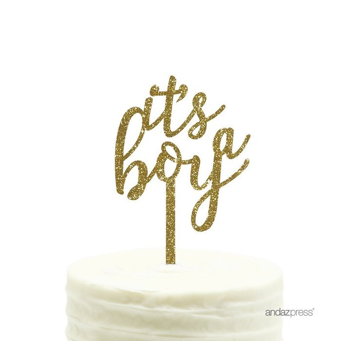 Andaz Press Baby Shower Acrylic Cake Toppers, Gold Glitter, Oh Baby, 1-Pack, Nautical Ocean Themed Party Decor... N87