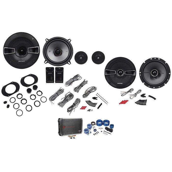 Kicker 41KSS674 6.75" 250W Component Speakers+200W Coaxials+Amplifier+Amp Kit N7