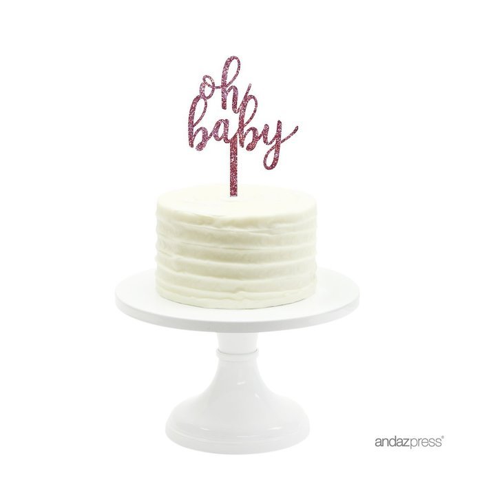Andaz Press Baby Shower Acrylic Cake Toppers, Gold Glitter, Oh Baby, 1-Pack, Nautical Ocean Themed Party Decor... N93