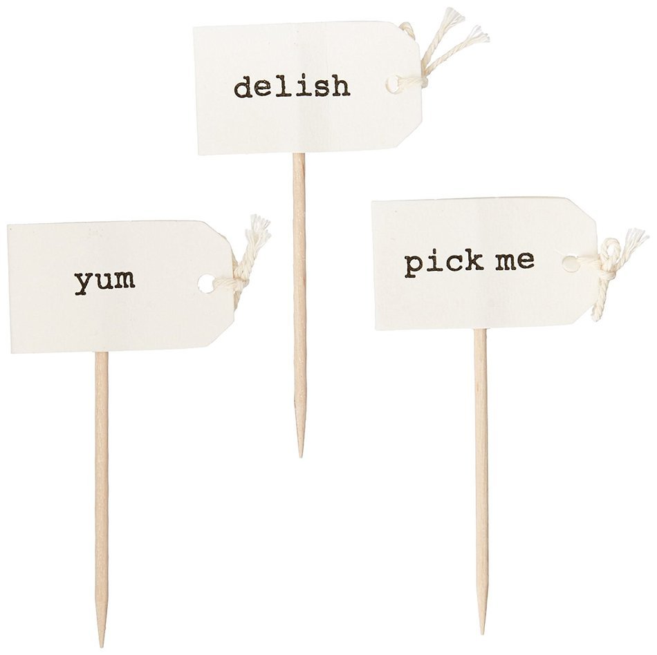 Ginger Ray Vintage Hand Tied Bow Cupcake Sticks/Food Flags for Weddings or Parties (12 Pack), Brown