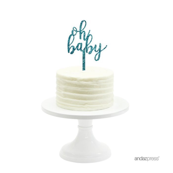 Andaz Press Baby Shower Acrylic Cake Toppers, Gold Glitter, Oh Baby, 1-Pack, Nautical Ocean Themed Party Decor... N94