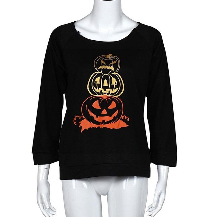 Pullover Tops,Morecome Women Halloween Pumpkin Print Long Sleeve Sweatshirt N7