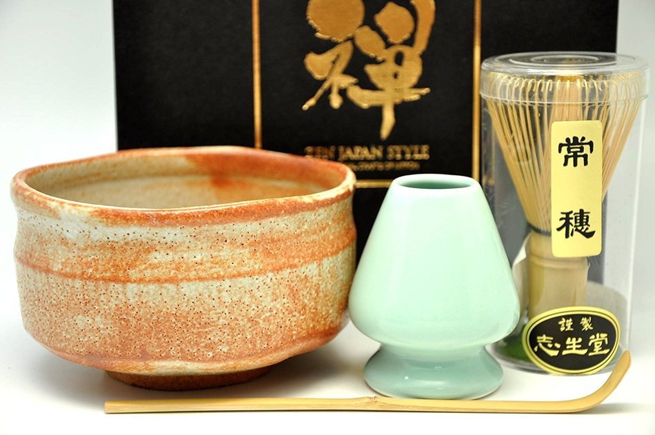 Japanese Mino Yaki ware Matcha Bowl And Tea Ceremony Set Green Tea 12.3 / 12.3 / 7.2cm (4.8 / 4.8 / 2.8inch)[7438] N2