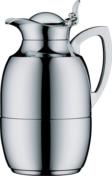alfi Juwel Glass Vacuum Chrome Plated Brass Thermal Carafe for Hot and Cold Beverages, 0.75 L, Chrome