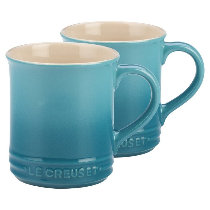 Le Creuset of America Stoneware Set of 2 Mugs, 12-Ounce, Caribbean