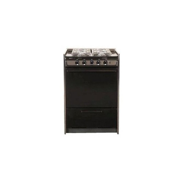 Summit TNM616R: Slide-in gas range in slim 24" width, with black porcelain construction and four sealed N4