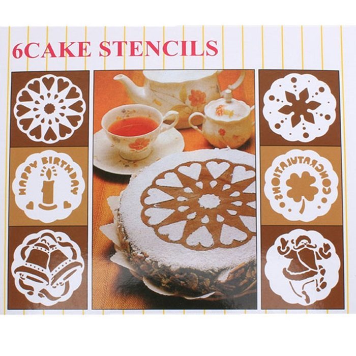 Aimeart 6 Pcs Cake Stencil Baking Tools Baking Supplies Cake Tiramisu Top Decoration Set N2