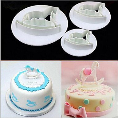 Sher Whirligig Wooden Horse Fondant Cake Cutter Mould Cookies Cutters Sugarcraft Decor,Set of 3