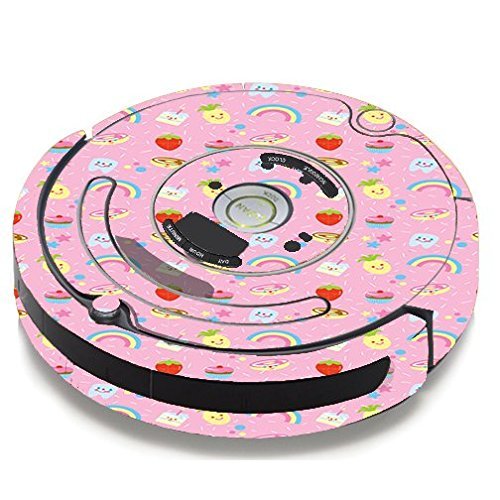 Skin Decal Vinyl Wrap For IRobot Roomba 650 655 Vacuum / Pink Rainbows Strawberry