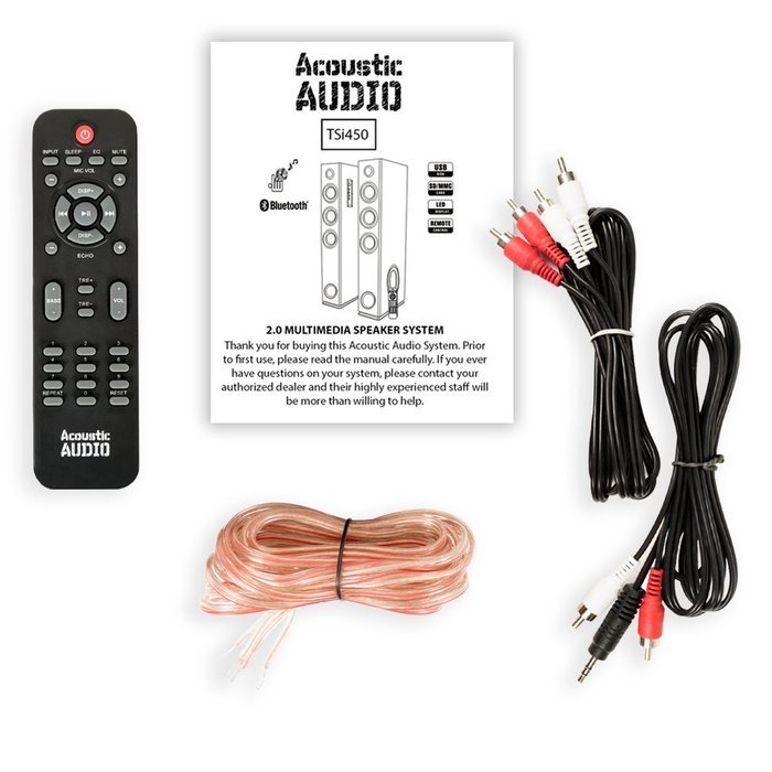 Acoustic Audio TSi450 Bluetooth Powered Floorstanding Tower Home Multimedia Speaker Pair N2