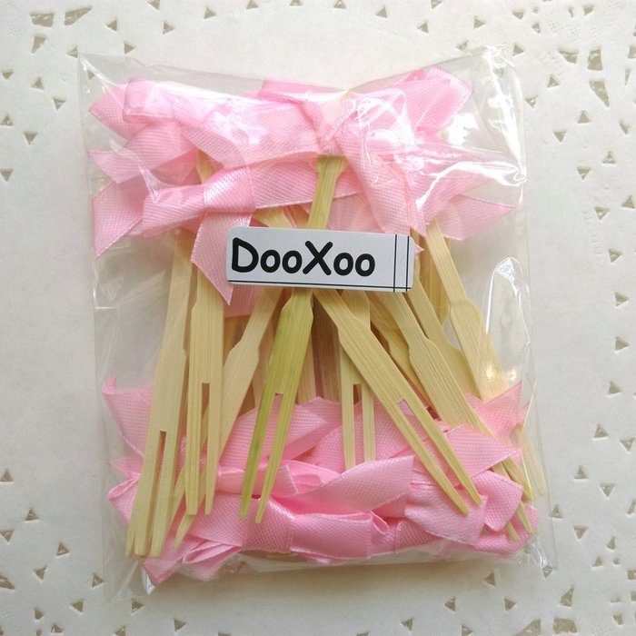 DOOXOO 3.5" Pink Ribbon Bow Cupcake Topper Birthday Topper Baby Shower Cake Topper Wedding Party Confetti Decorative... N6