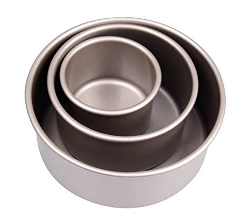 Astra Gourmet Professional Nonstick Bakeware 3-Piece Mini Round Cake Pan Set, Chanpagne Gold N4