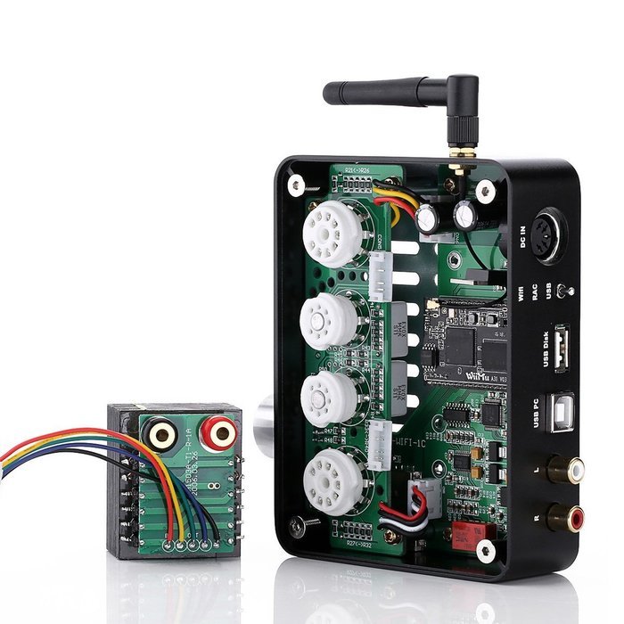 APPJ 1601A Wifi mini Decoder+tube amplifier, AUX/Smart Phone/SD Card/PC/Flash Disk Input (Black) N6