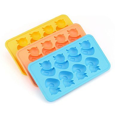 Y&XL&H Silicone Cartoon Duck Shape Ice Mould Ice Cubes Tray Pudding Jelly Mold (Random Color) N3