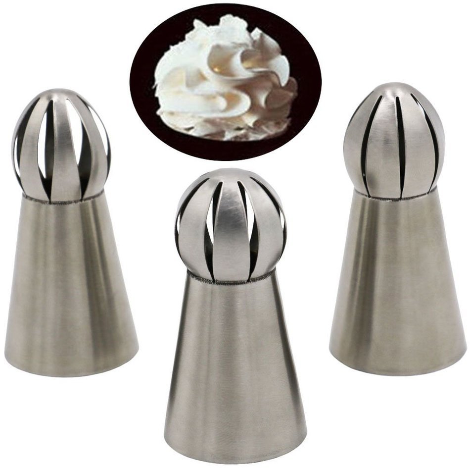 3PCS/Set Russian Piping Tips, SOOKOO Sphere Ball Tips Russian Icing Piping Nozzles Pastry Cake Fondant Cupcake... N5