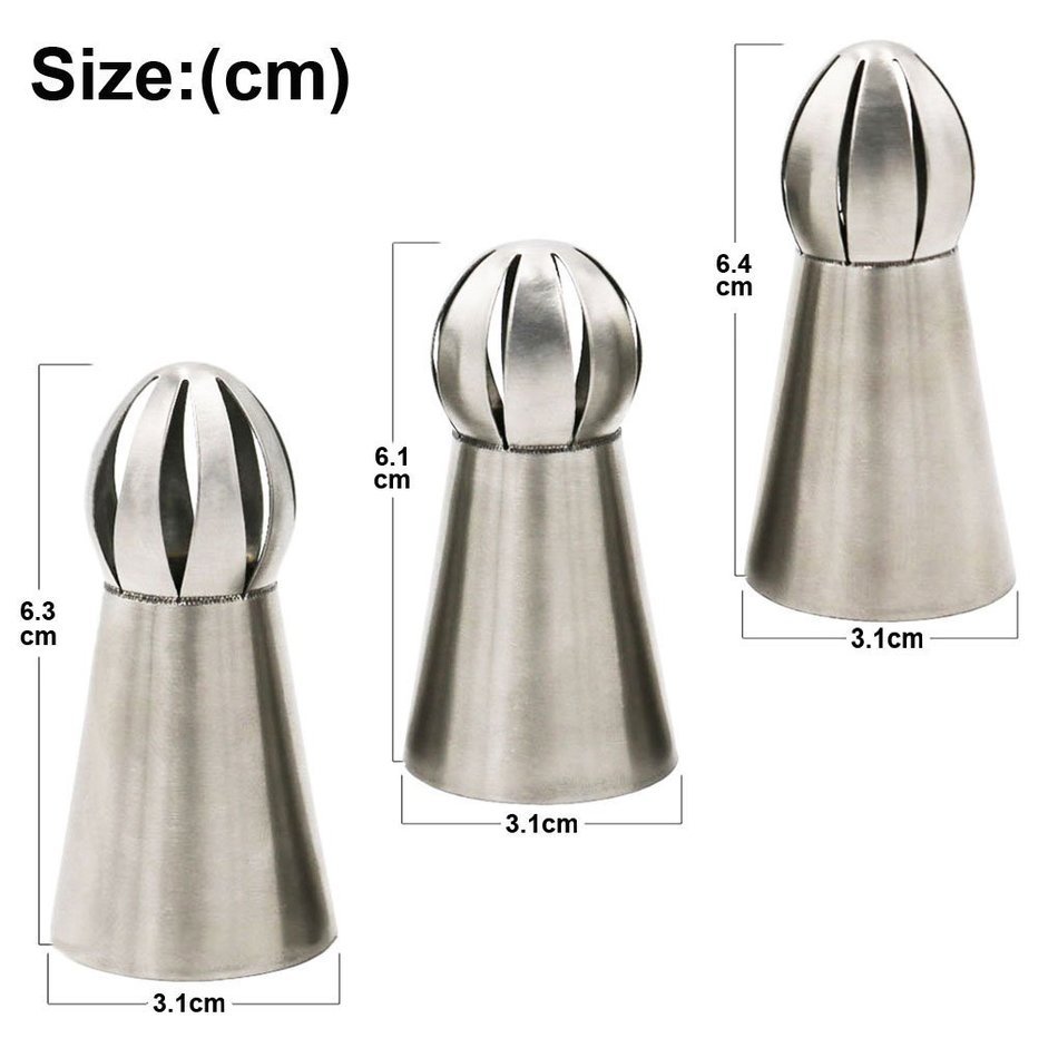 3PCS/Set Russian Piping Tips, SOOKOO Sphere Ball Tips Russian Icing Piping Nozzles Pastry Cake Fondant Cupcake... N6