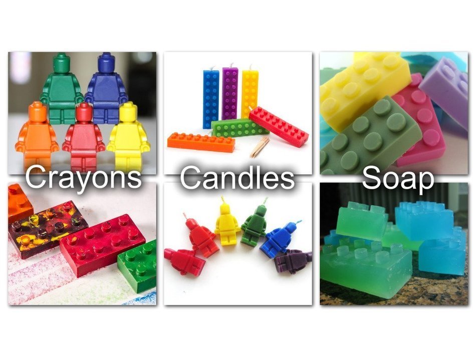 5 Lego Candy Molds / Ice Cube Silicone Trays + Bonus Recipe Guide eBook For Chocolate, Gummies & More N5