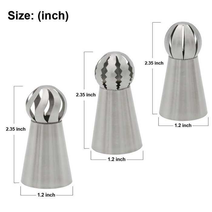 3PCS/Set Russian Piping Tips, SOOKOO Sphere Ball Tips Russian Icing Piping Nozzles Pastry Cake Fondant Cupcake... N7
