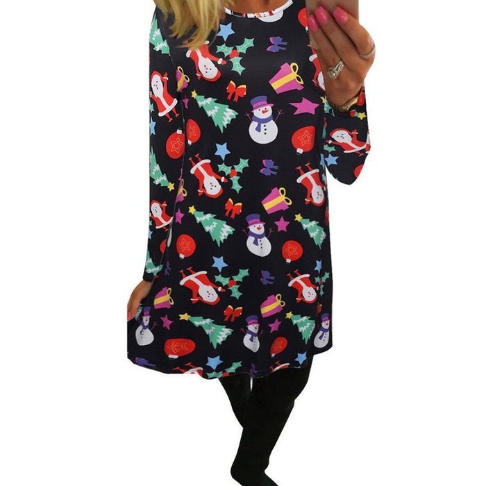 Xmas Dress,Morecome Ladies Christmas Long Sleeve Flared Party Dresses (XXL, Black) N5