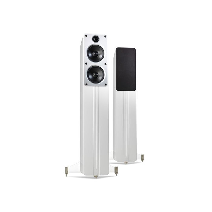 Q Acoustics Concept 40 Floorstanding Speaker Pair (Gloss White) + QED Silver Anniversary XT Speaker Cable Pair... N2
