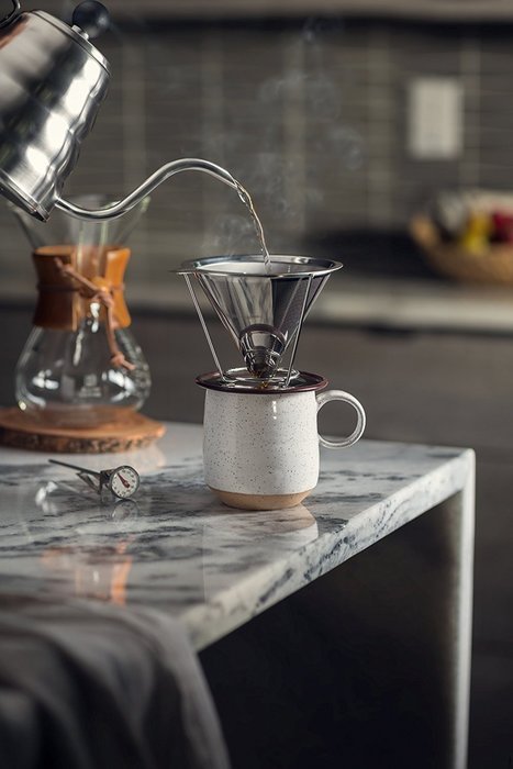 OmBrew Eco-Friendly Pour Over Stainless Steel Reusable Coffee Dripper with Separating Stand -Bundle with Dial... N5