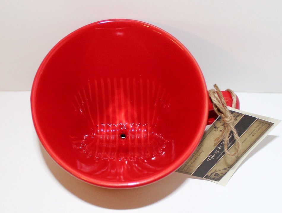 Glory & Grace Red Ceramic No. 4 Coffee Tea Dripper Filter Cone, Includes Unbleached Filters N3