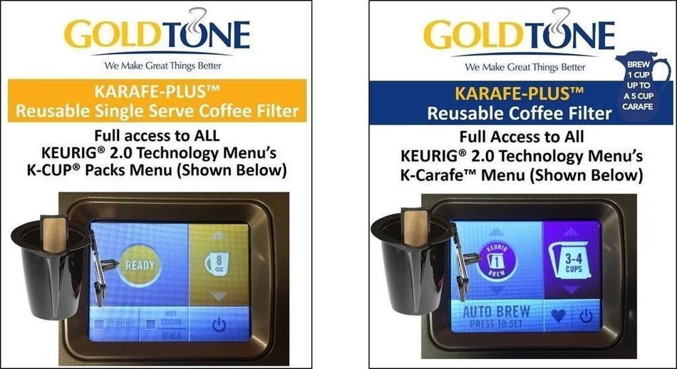GoldTone Karafe-Plus Reusable Coffee Filter, Fits Keurig 2.0 Brewers Kit: 1 Simple Scoop & 2 FWA 200 Water Filters N5