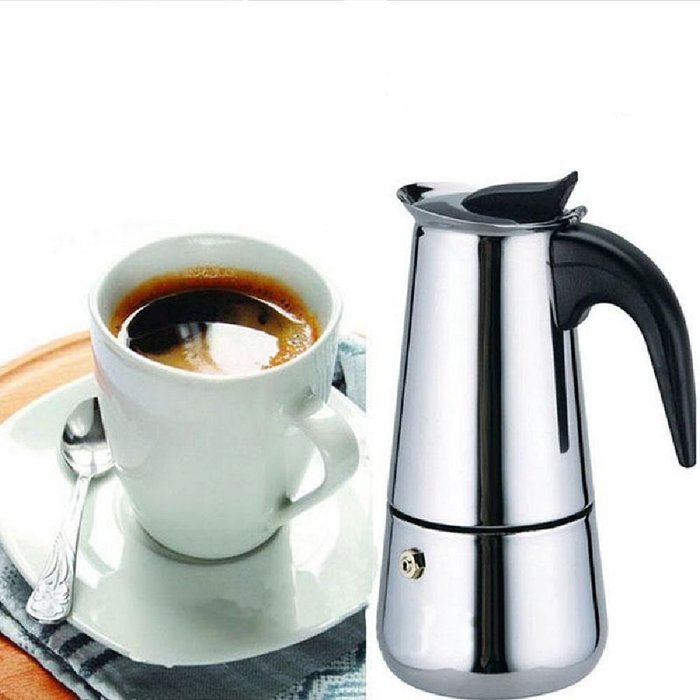 Eachbid Smart applied 2 Cup Stainless Steel Moka Espresso Latte Percolator Stove Top Coffee Maker Pot N6